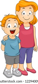 Illustration of a Young Boy Together with His Elder Sister