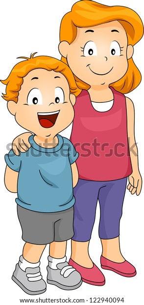 Illustration Young Boy Together His Elder Stock Vector (Royalty Free ...