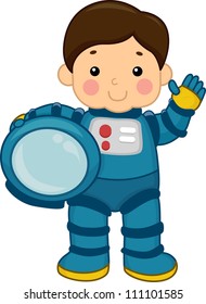 Illustration of a Young Boy Wearing a Spacesuit