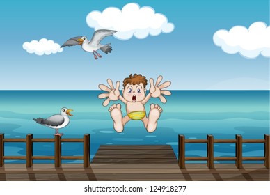 Illustration of  a young boy who has a scary face