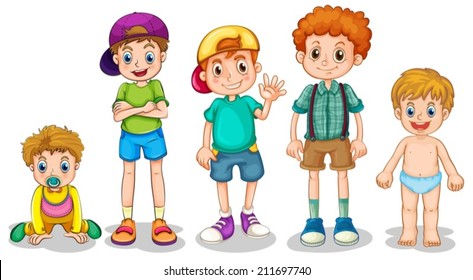 Illustration Young Boys Stock Vector (Royalty Free) 211697740 ...