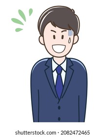 Illustration of a　nervous young businessman