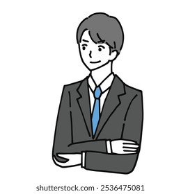 Illustration of a young businessman with a critical look on his face.