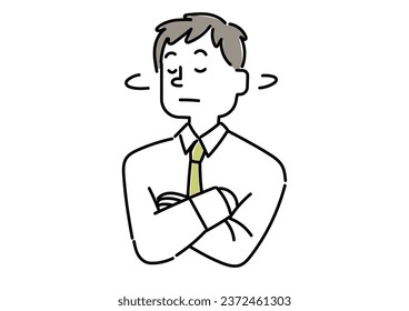 Illustration of a young businessman shaking his head