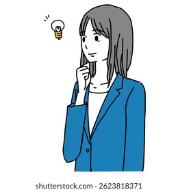 Ilustração de uma jovem empresária com uma boa ideia.