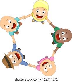 Illustration of Young Cancer Patients Forming a Circle
