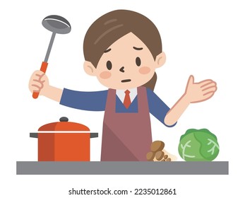 Illustration of a young carer cooking