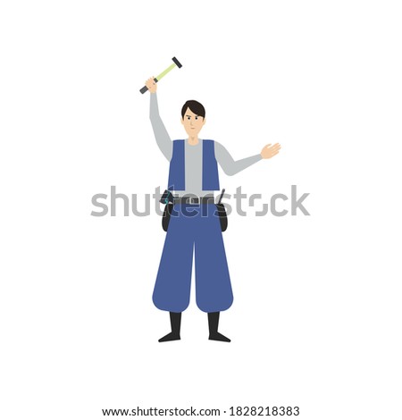 Illustration of a young carpenter