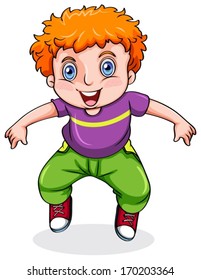 Illustration of a young Caucasian male dancer on a white background