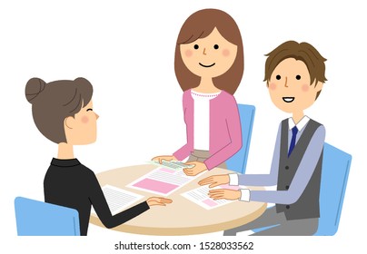 It is an illustration of a young couple to consult.