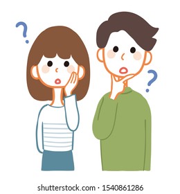 Illustration of a young couple having doubts