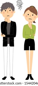 It is an illustration of a young couple who had problems.