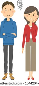 It is an illustration of a young couple who had problems.