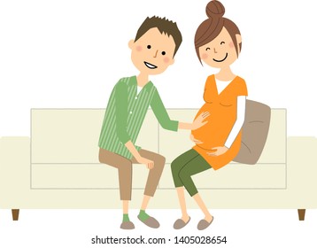 It is an illustration of a young couple who are looking forward to having a baby born.