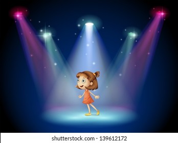 Illustration of a young dancer at the center of the stage