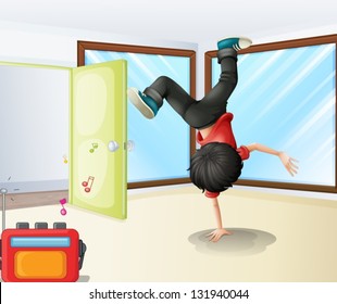 Illustration of a young dancer rehearsing inside a studio