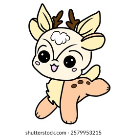 Illustration of young deer, a fawn cheerful character.