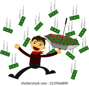 illustration of a young entrepreneur who succeeded in achieving success on his own hard work