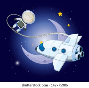 Illustration of a young explorer near the moon