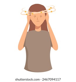 Illustration of a young female with stars around her head, signifying dizziness or vertigo