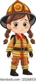 Illustration of a young firefighter in gear