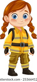 Illustration of a young firefighter in gear
