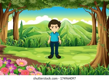 Illustration of a young gentleman at the forest