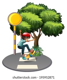 Ilustração de um jovem cavalheiro brincando na faixa de pedestres sobre um fundo branco