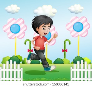 Illustration of a young gentleman running