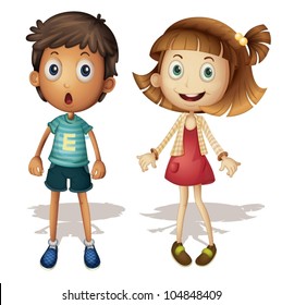 Illustration of a young girl and boy