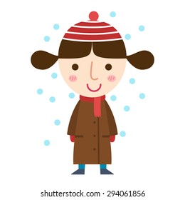 Illustration of a young girl in a coat vector