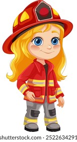 Illustration of a young girl firefighter