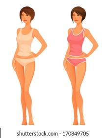 illustration of a young girl with healthy slim figure