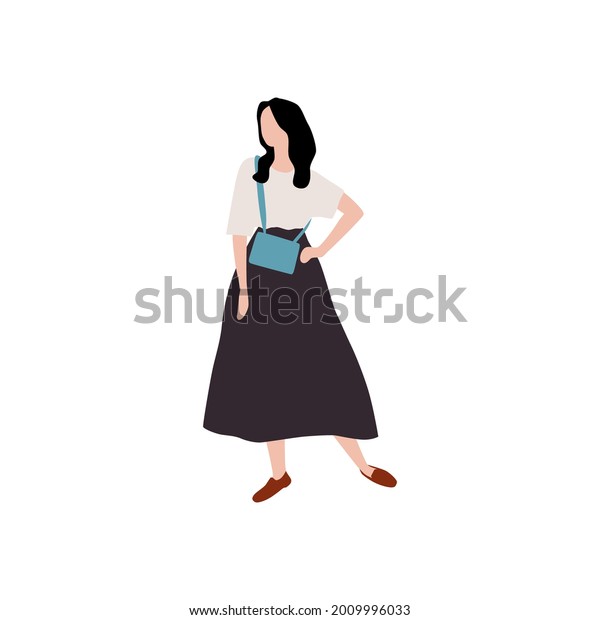 Illustration Young Girl Long Skirt Stock Vector (Royalty Free ...