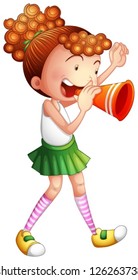 Illustration Of A Young Girl With A Noise Maker On A White Background