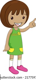 Illustration of a young girl pointing