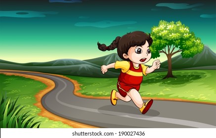 Illustration of a young girl running