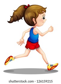 Illustration of a young girl running on a white background