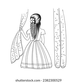 illustration of a young girl vector desig
