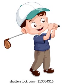 illustration of young golf player