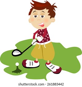 Illustration of young golf player on white background.