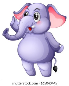 Illustration of a young gray elephant on a white background