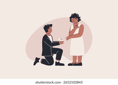 Ilustração de Jovem Noivo Casando com Mulher Mais Velha