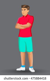 illustration of a young handsome man in sport uniform , with standing position.