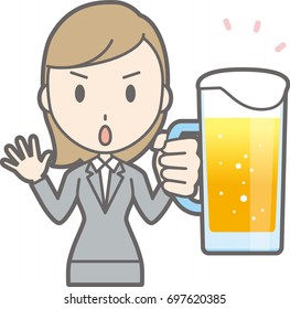 Illustration of a young lady with beer ventilating attention