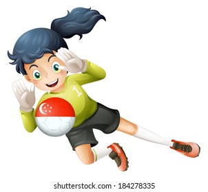 Illustration of a young lady using the ball with the flag of Turkey on a white background