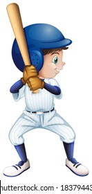 Illustration of a young male baseball player on a white background