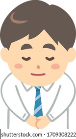 Illustration of a young man bowing
