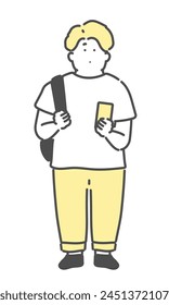 Illustration of a young man carrying a backpack