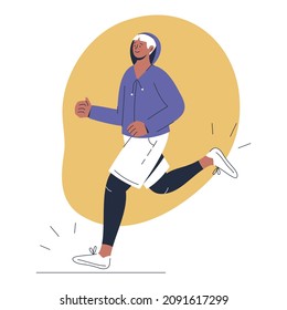 Illustration of a young man doing jogging excercise, running, fitness concept